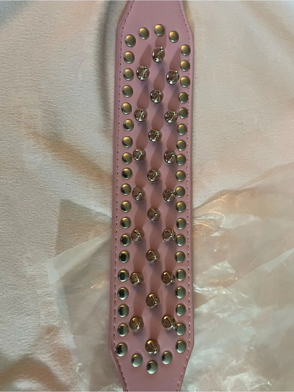 Pink Spiked Studded Pet/human Collar Small Cat Dog Adjustable 20in L NWT